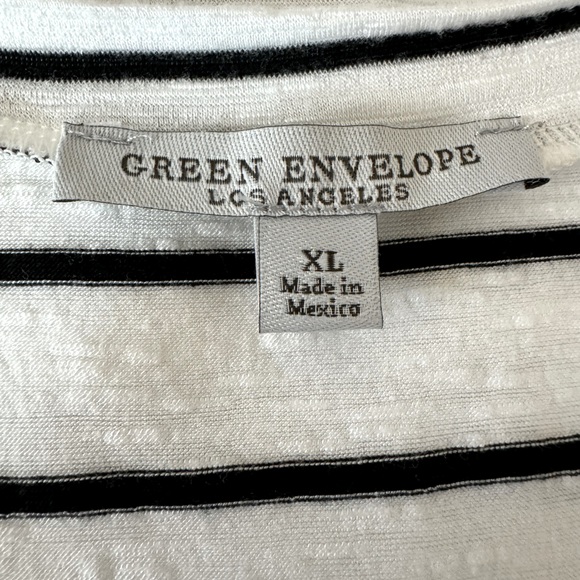 Green Envelope White/Black Striped Tank Sleeveless Tee XL - Picture 3 of 6